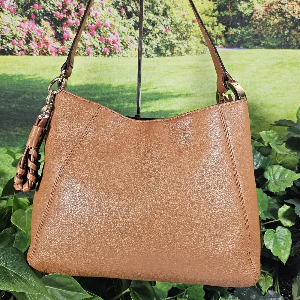 MICHAEL KORS Fulton Purse Genuine Leather Crossbody Bag Tan MK - Picture 14 of 14